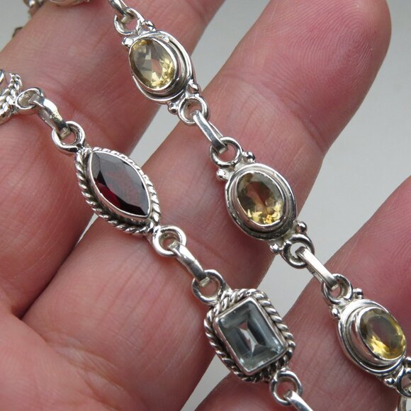 Sterling Silver Citrin Garnet Topaz Multi Gemstone Bundle...